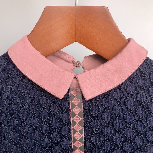 Like New Simons Lace A-Line Collared Sleeveless Midi Dress Size Small - Picture 3 of 10